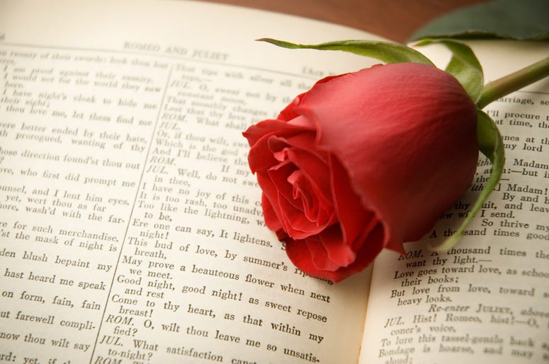 (eurobanks/ iStock/ Getty Images Plus) Rose on Romeo & Juliet book