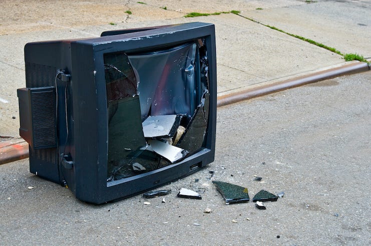 Broken, TV, Television, Screen, Street, Damaged Broken, TV, Television, Screen, Street, Damaged