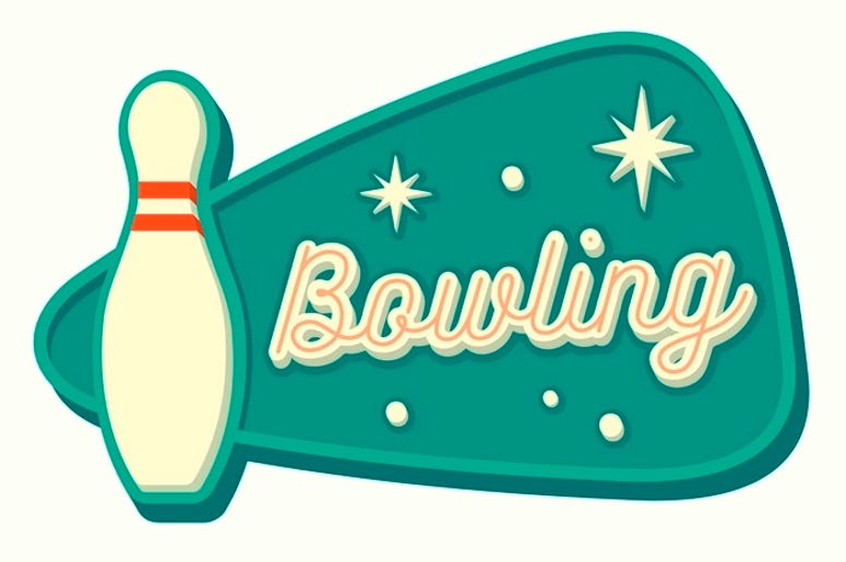 Vintage bowling sign in traditional American style. Isolated vector illustration. Vintage bowling sign in traditional American style. Isolated vector illustration.