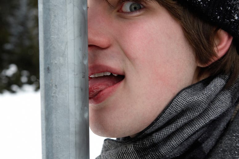 Man, Tongue, Stuck, Frozen Pole Man, Tongue, Stuck, Frozen Pole