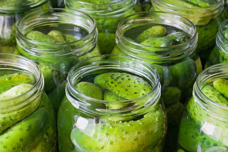 (Yotka/ iStock/ Getty Images Plus) Pickles in a jar