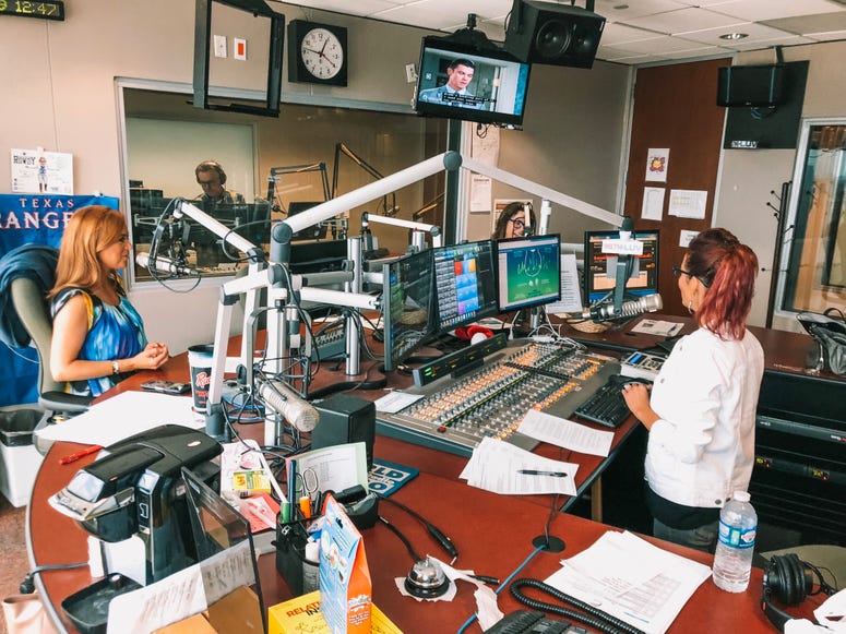 (Photo by Mandy O'Neill/ Leukemia Texas) Tyler Dawn, Sybil Summers, and Hilary Kennedy in KLUV studio