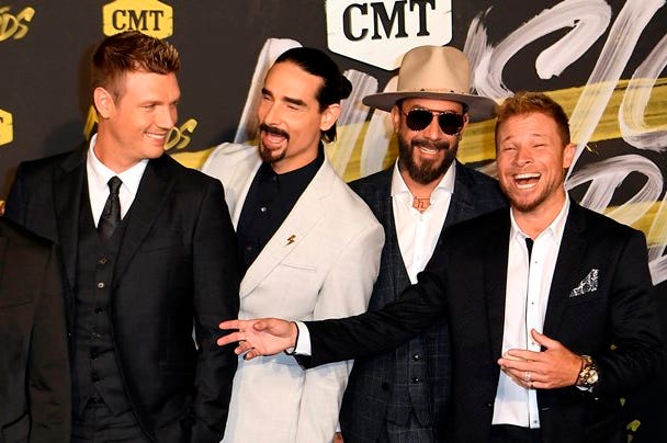 June 6, 2018; Nashville, TN, USA; Backstreet Boys on the red carpet prior to the CMT Music Awards at Bridgestone Arena. June 6, 2018; Nashville, TN, USA; Backstreet Boys on the red carpet prior to the CMT Music Awards at Bridgestone Arena.