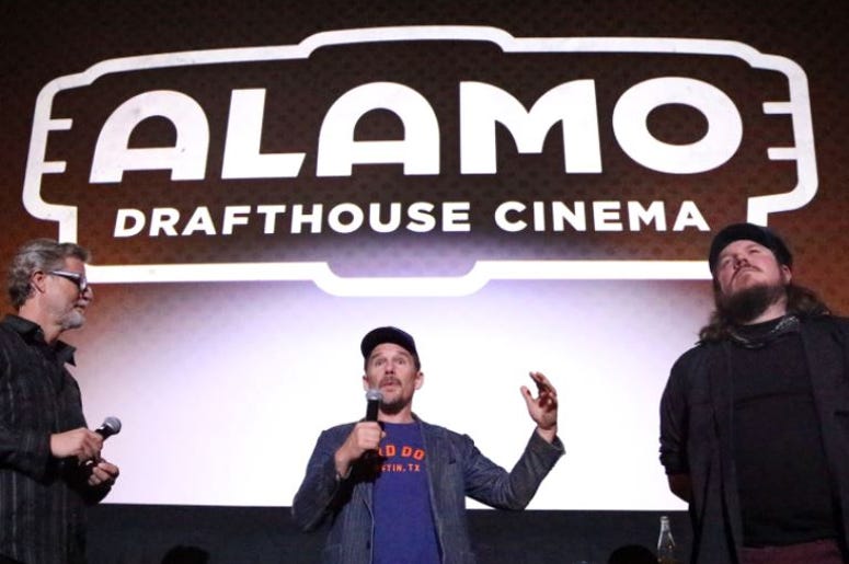 Actor and director Ethan Hawke, center, talks to a sold-out audience who saw a screening of the movie "Blaze" Actor and director Ethan Hawke, center, talks to a sold-out audience who saw a screening of the movie "Blaze"
