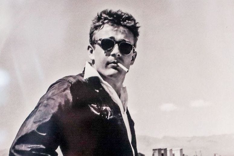 James Dean, Black Driving Suit, Fairmount Historical Museum, Photograph James Dean, Black Driving Suit, Fairmount Historical Museum, Photograph
