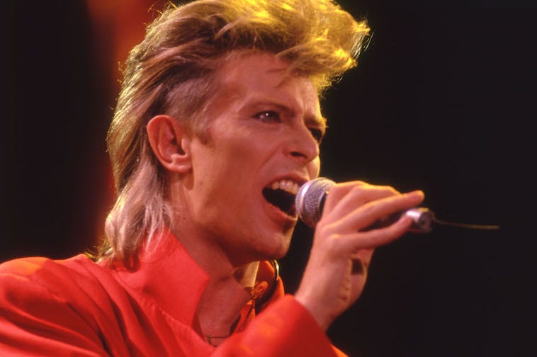 David Bowie, Concert, Singing, Glass Spider Tour, 1987 David Bowie, Concert, Singing, Glass Spider Tour, 1987