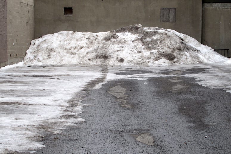 Dirty Snow, Concrete, Downtown, City, Street, Plowed, Dirt Dirty Snow, Concrete, Downtown, City, Street, Plowed, Dirt
