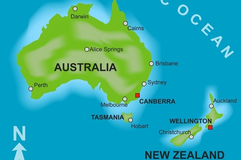 Map of Australia and New Zealand Map of Australia and New Zealand
