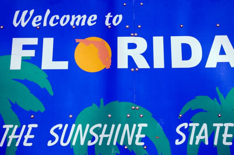 Welcome to Florida sign Welcome to Florida sign