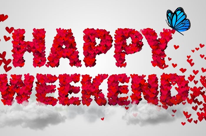 Happy Weekend Particles Red Heart Shape 3D Happy Weekend Particles Red Heart Shape 3D