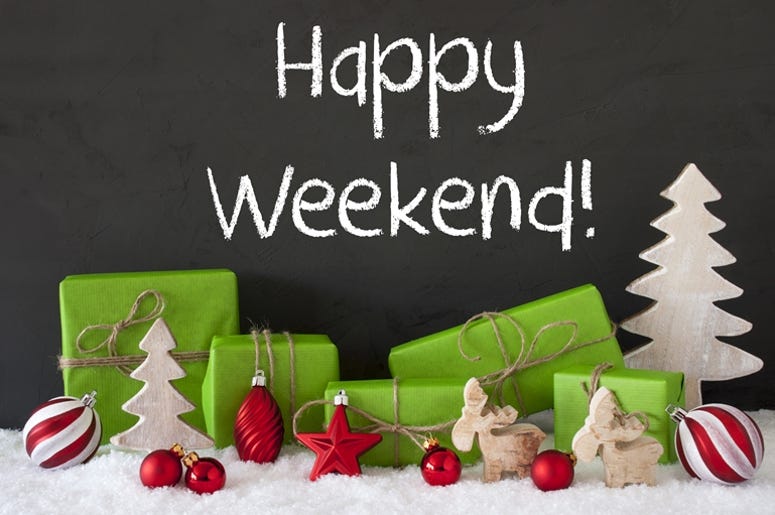 Christmas Decoration, Cement, Snow, Text Happy Weekend Christmas Decoration, Cement, Snow, Text Happy Weekend