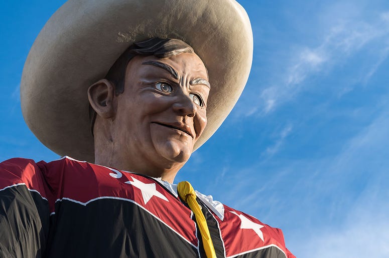 (Photo credit: Kevin Brown/ State Fair of Texas®) Big Tex at a previous State Fair of Texas