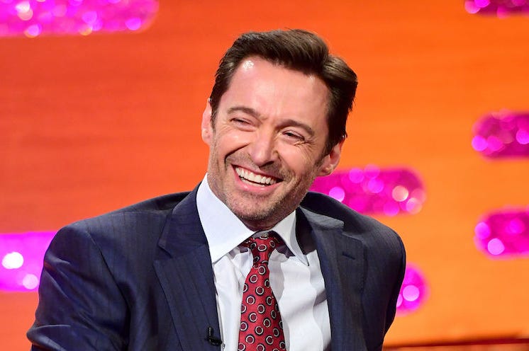 Hugh Jackman, Smiling, Graham Norton Show, 2019 Hugh Jackman, Smiling, Graham Norton Show, 2019