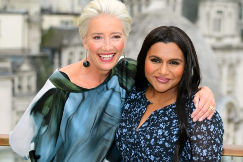 5/17/2019 - Emma Thompson (left) and Mindy Kaling during the Late Night photocall held at the Corinthia Hotel, London. 5/17/2019 - Emma Thompson (left) and Mindy Kaling during the Late Night photocall held at the Corinthia Hotel, London.