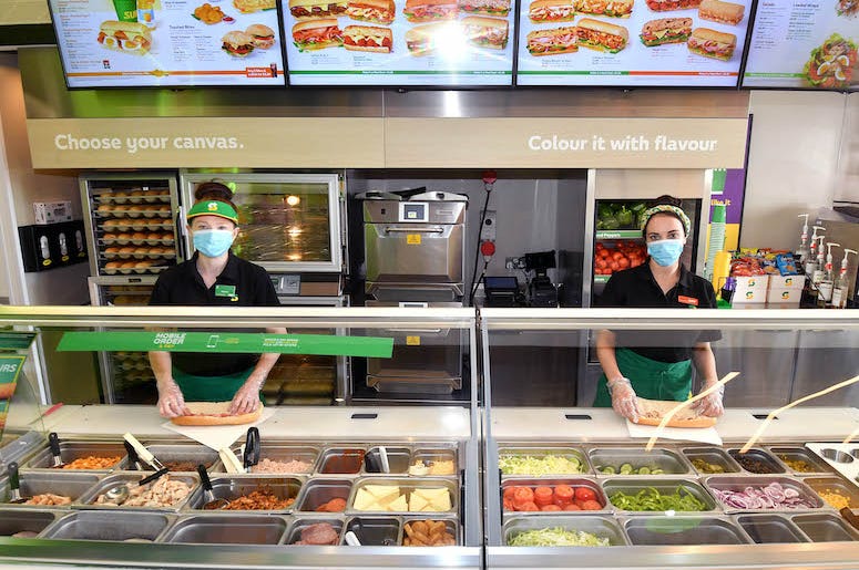Subway, Counter, Employees, Masks, Protective Screens, 2020 Subway, Counter, Employees, Masks, Protective Screens, 2020