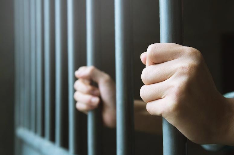 Man, Prison, Cell, Hands, Steel Bars Man, Prison, Cell, Hands, Steel Bars