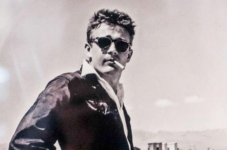 James Dean, Black Driving Suit, Fairmount Historical Museum, Photograph James Dean, Black Driving Suit, Fairmount Historical Museum, Photograph