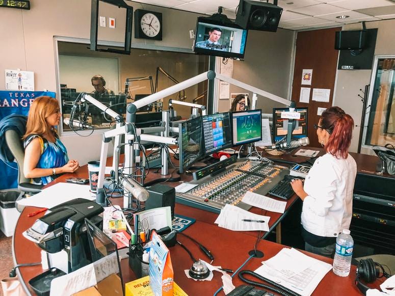 (Photo by Mandy O'Neill/ Leukemia Texas) Tyler Dawn, Sybil Summers, and Hilary Kennedy in KLUV studio