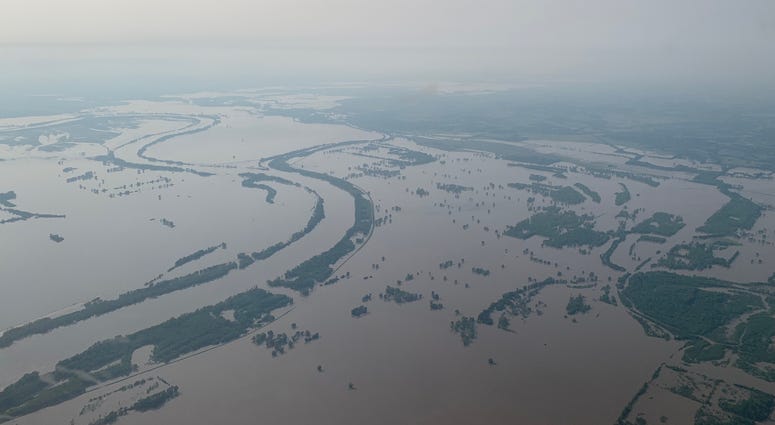 The flooded Missouri River, near Brunswick, Mo. June, 2019.