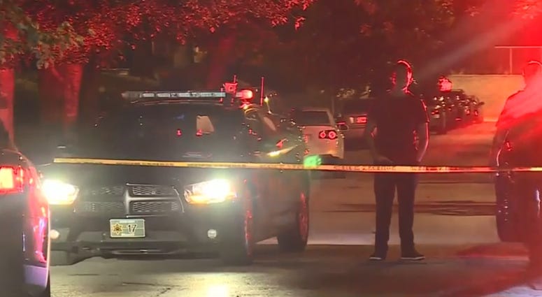 Crime scene at night in Jackson County, Missouri