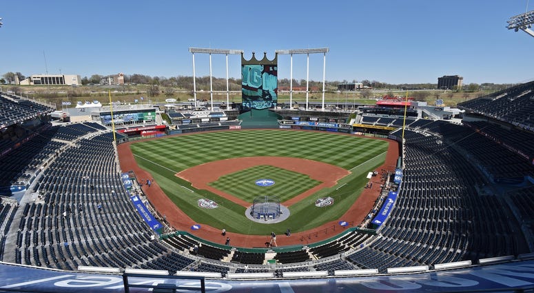 Apr 3, 2016; Kansas City, MO, USA; A general view of the interior of Kauffman Stadium prior to the opening night game between the Kansas City Royals and the New York Mets.