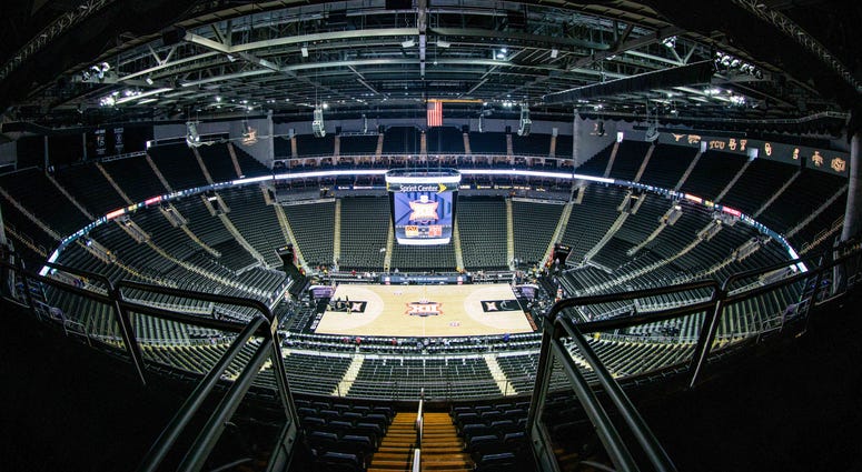 Empty Sprint Center for 2020 Big 12 Basketball Tournament.