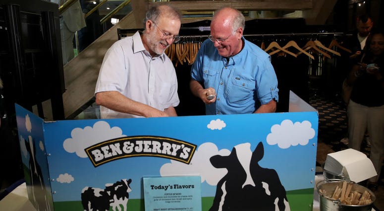 Founders of Ben and Jerry's scoop ice cream