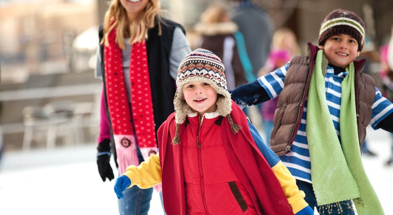 Family ice skating