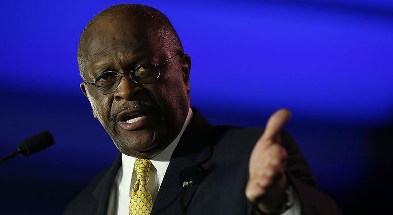 Herman Cain, former chairman and chief executive officer of Godfather's Pizza, speaks during the final day of the 2014 Republican Leadership Conference on May 31, 2014