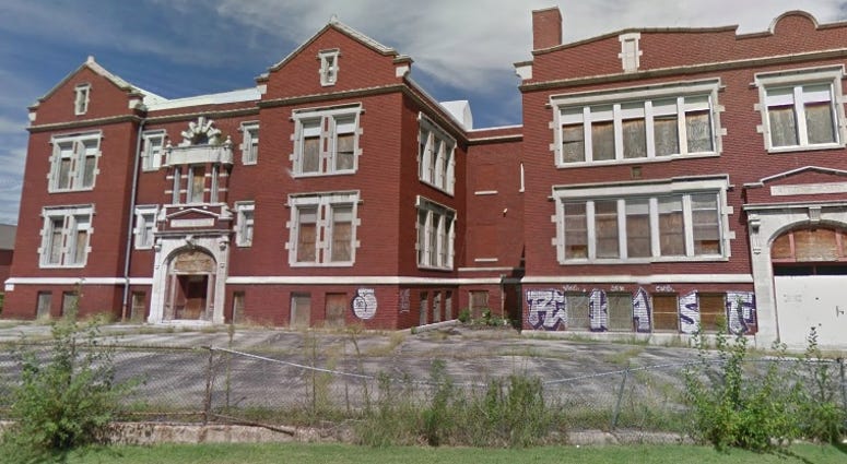 The former Crispus Attucks Elementary is graffitied and rundown