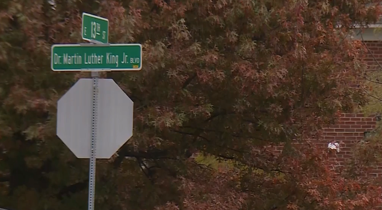 A street sign at 13th and Dr. Martin Luther King Jr. Blvd. in Kansas City