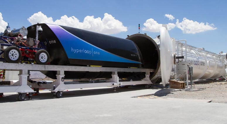 Virgin Hyperloop test site with pod and tube