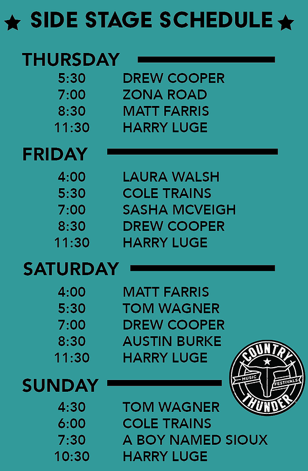 Side stage Schedule Side stage Schedule