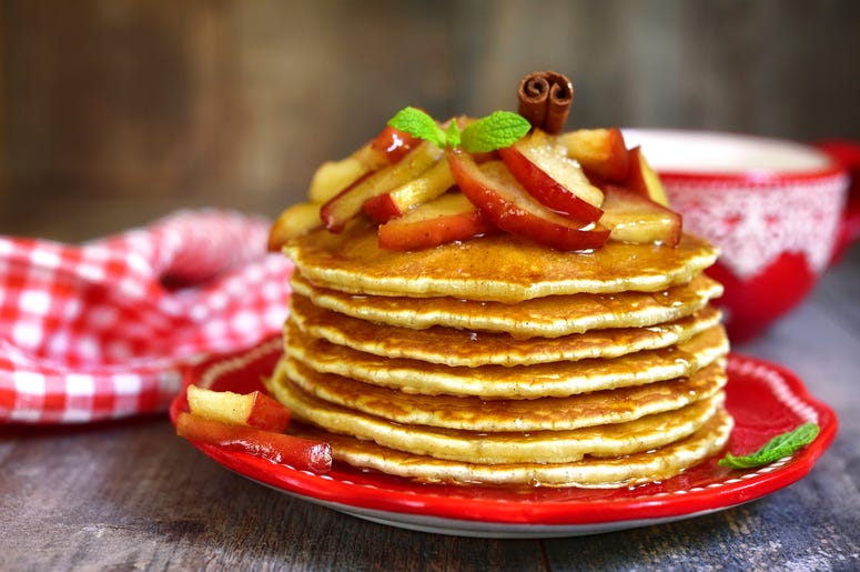 Denny's Apple Bourbon Pancakes Denny's apple bourbon pancakes, denny's, denny's pancakes, denny's grandslam,