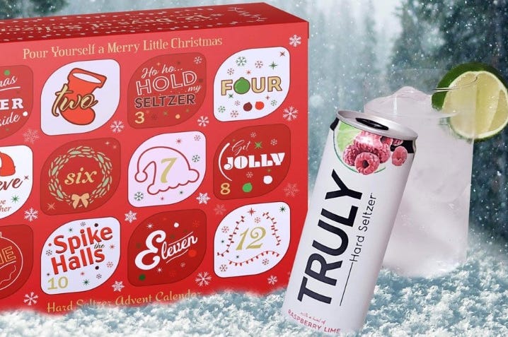 Hard Seltzer advent calender hard seltzer advent calendar, white claw, truly seltzer, henry's hard seltzer