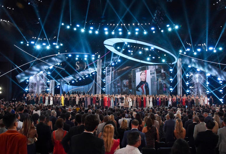 Recipients of the Arthur Ashe Award for Courage appear at the ESPY Awards, at Microsoft Theater on Wednesday, July 18, 2018, in Los Angeles Recipients of the Arthur Ashe Award for Courage appear at the ESPY Awards, at Microsoft Theater on Wednesday, July 18, 2018, in Los Angeles