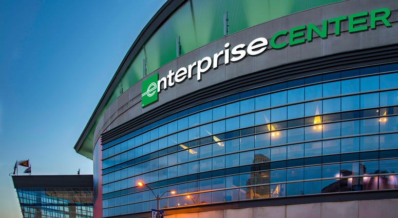 Rendering of Enterprise Center exterior view. Rendering of Enterprise Center exterior view.