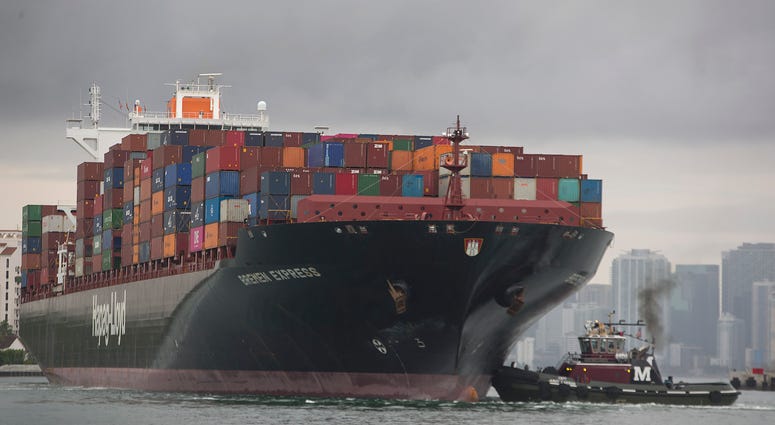 The Bremen Express cargo ship prepares to dock at PortMiami