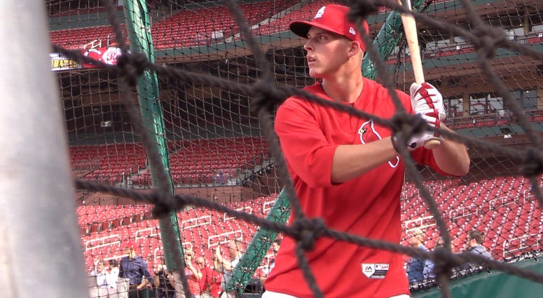 Nolan Gorman, the St. Louis Cardinals top draft pick (19th overall) takes batting practice at Busch Stadium. Nolan Gorman, the St. Louis Cardinals top draft pick (19th overall) takes batting practice at Busch Stadium.