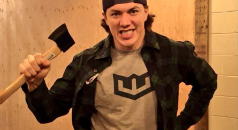 TJ Oshie was the winner of the Capitals axe-throwing competition. TJ Oshie was the winner of the Capitals axe-throwing competition.