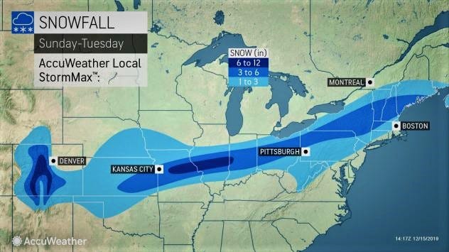 Updated snow totals for Winter Storm on December 15, 2019