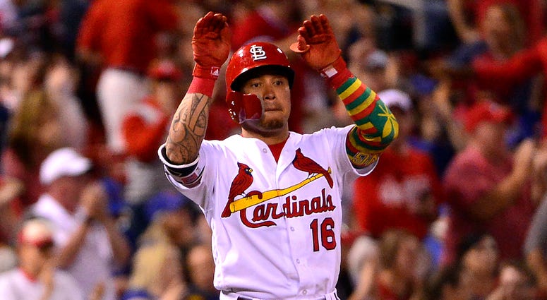 St. Louis Cardinals second baseman Kolten Wong celebrates a hit. St. Louis Cardinals second baseman Kolten Wong celebrates a hit.
