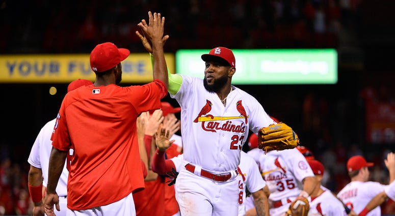 St. Louis Cardinals celebrate a victory at Busch Stadium. St. Louis Cardinals celebrate a victory at Busch Stadium.