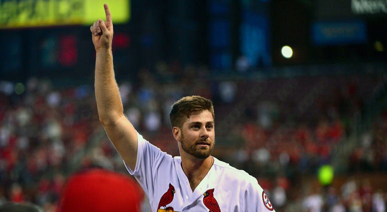 St. Louis Cardinals starting pitcher John Gant (53) receives a curtain call St. Louis Cardinals starting pitcher John Gant (53) receives a curtain call