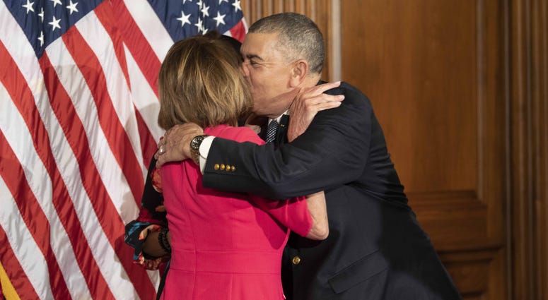 January 3, 2019; Washington, DC, USA; House Speaker Nancy Pelosi (D, CA), receives a hug and kiss from Rep. William Lacy Clay (D, MO) before his ceremonial swearing in to Congress on January 3, 2019 in Washington D.C. January 3, 2019; Washington, DC, USA; House Speaker Nancy Pelosi (D, CA), receives a hug and kiss from Rep. William Lacy Clay (D, MO) before his ceremonial swearing in to Congress on January 3, 2019 in Washington D.C.