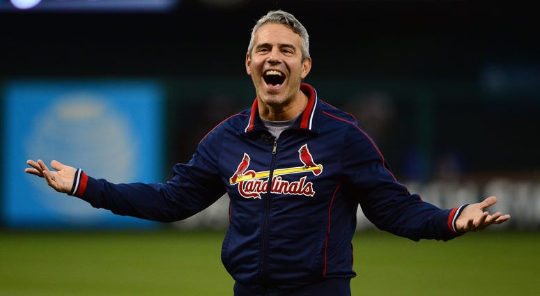 Andy Cohen after throwing first pitch at Cardinals game in 2016 Andy Cohen Cardinals