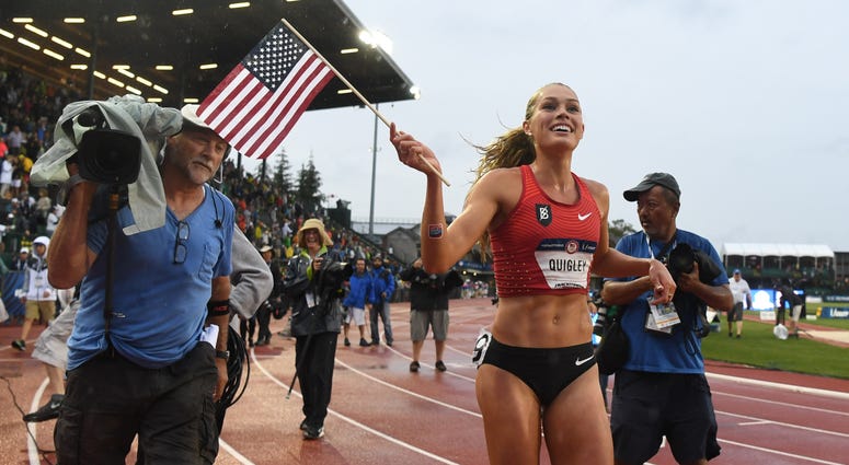 Colleen Quigley reacts after competing during the women s 3000m steeplechase Colleen Quigley reacts after competing during the women s 3000m steeplechase
