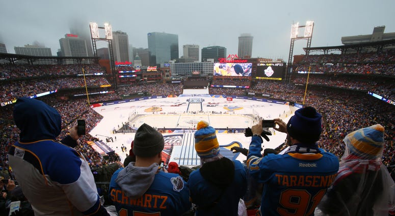 St. Louis Blues fans take photos before the Winter Classic. St. Louis Blues fans take photos before the Winter Classic.