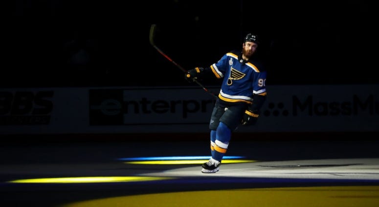 St. Louis Blues player on ice
