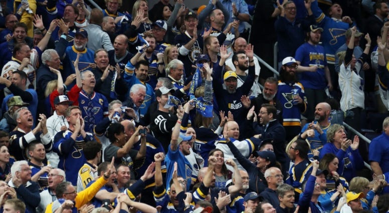 St. Louis Blues fans in Enterprise Center